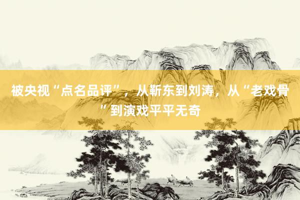被央视“点名品评”，从靳东到刘涛，从“老戏骨”到演戏平平无奇