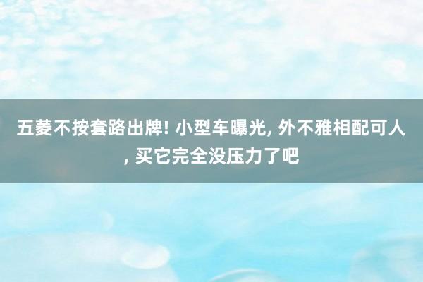 五菱不按套路出牌! 小型车曝光, 外不雅相配可人, 买它完全